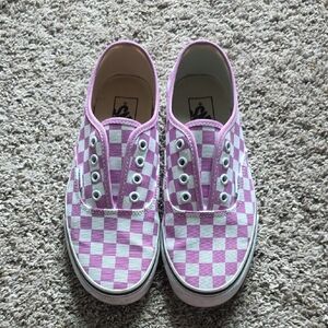 Vans Pink and White Checkered Slip-On Sneakers
